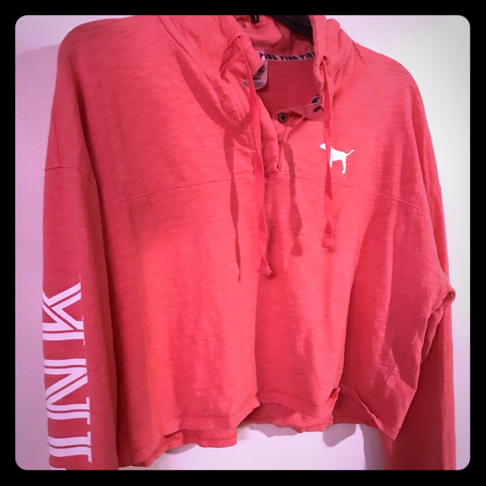 VS PINK long sleeved mock cropped sweatshirt S